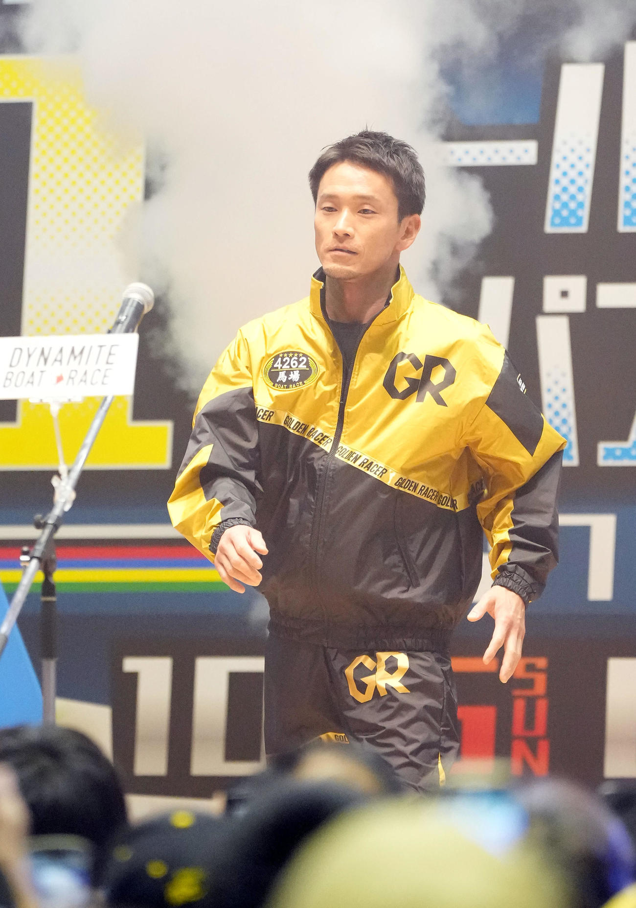 G1オールジャパン竹島特別「第1日」　オープニングセレモニーであいさつをする馬場貴也（撮影・森本幸一）