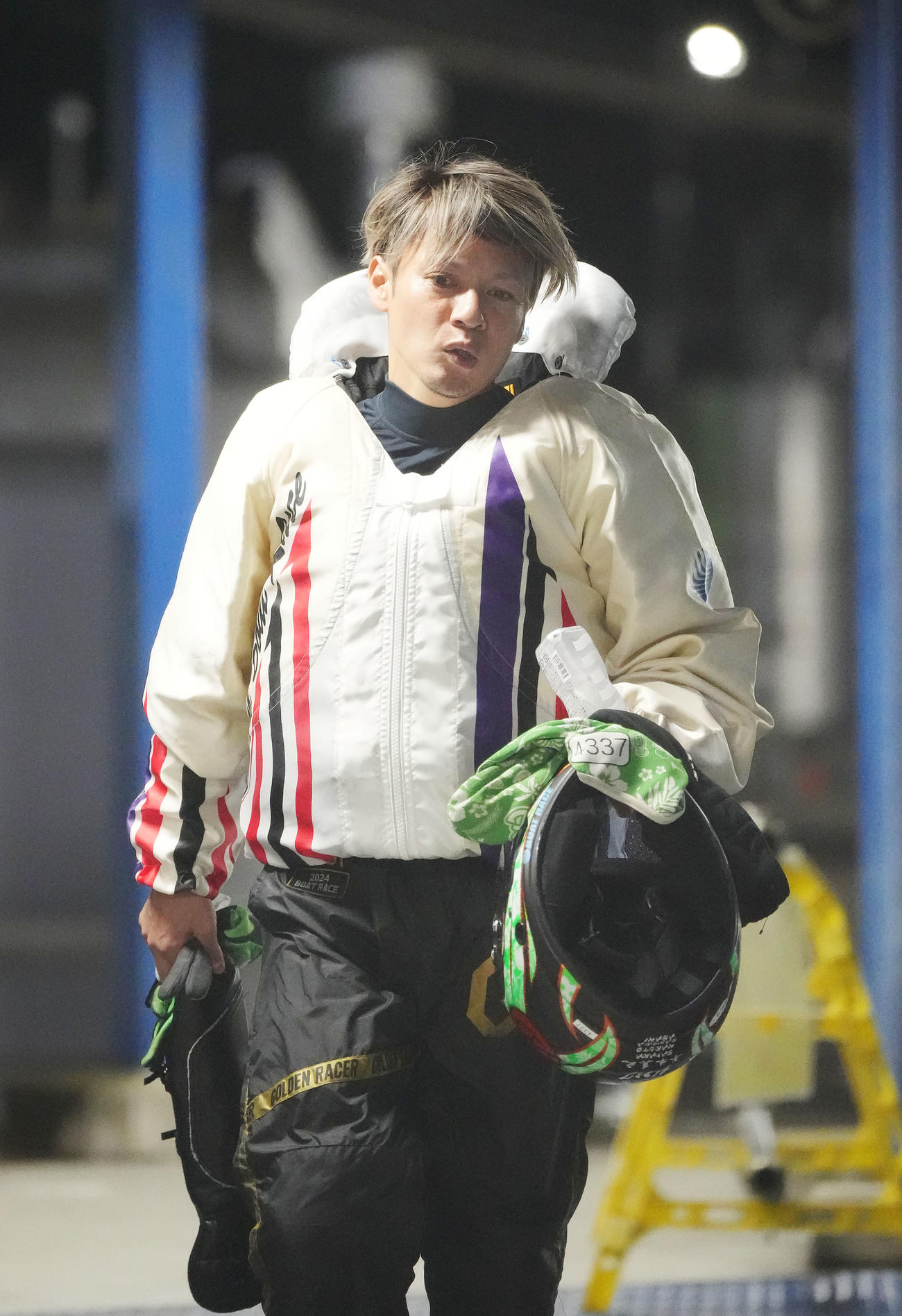 G1オールジャパン竹島特別「第1日」　12Rドリーム戦、1着の平本真之（4337）（撮影・森本幸一）＝2025年10月5日、ボートレース蒲郡