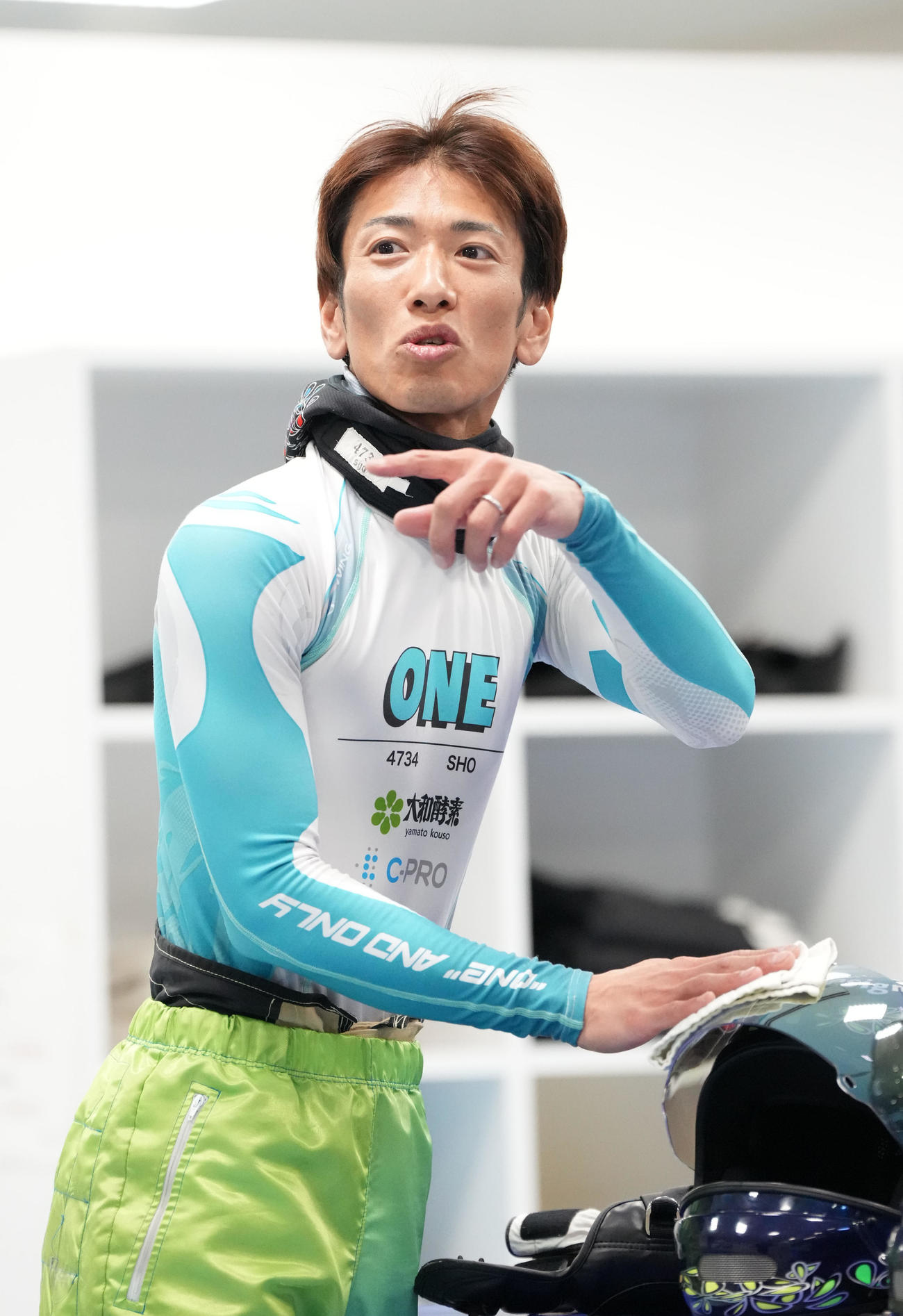 日刊スポーツ杯争奪　第55回蒲郡大賞典「5日目・準優勝戦」　10R、1着となり明日の優勝戦に進む安河内将（4734）（撮影・森本幸一）