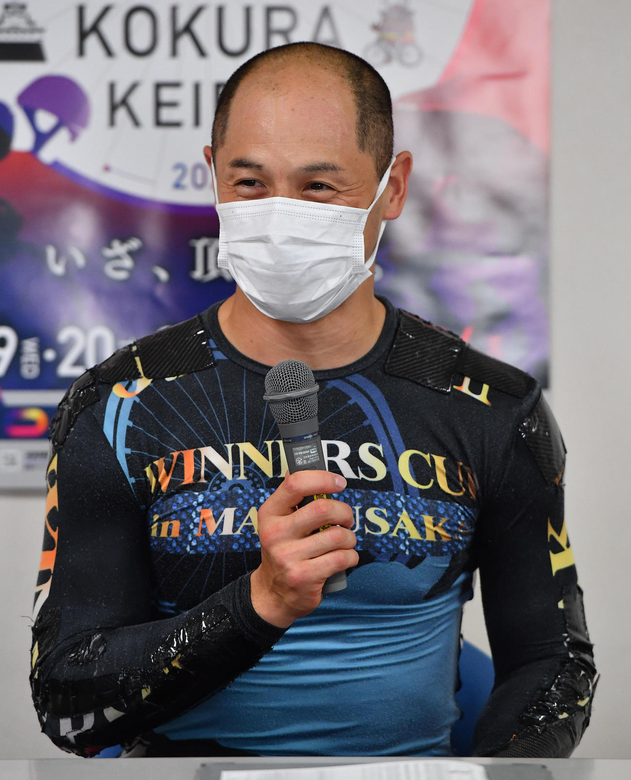 G1競輪祭2日目　1Rを終えてインタビューを受ける北津留翼（撮影・岩下翔太）