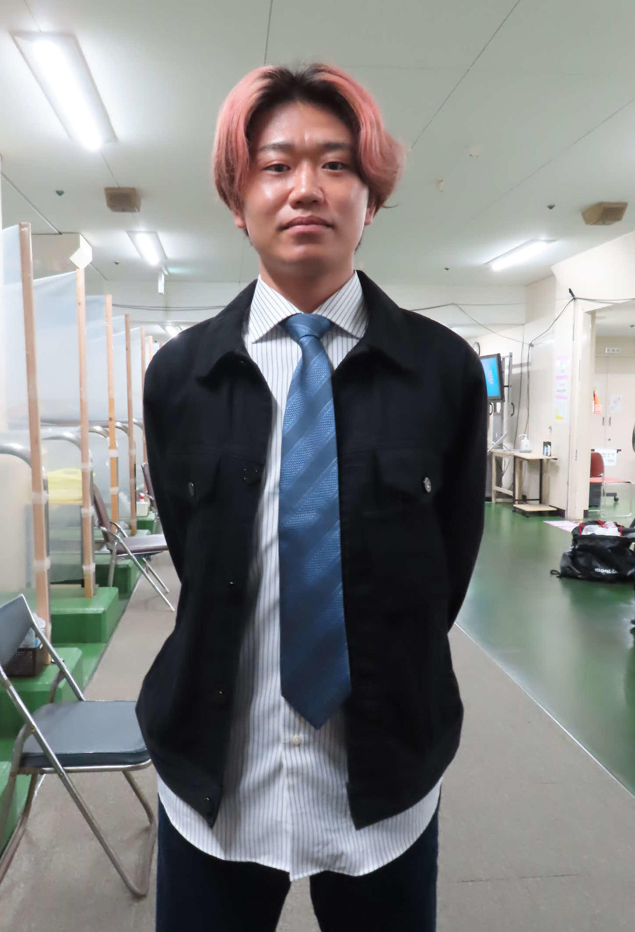 松戸競輪　前節名古屋でS級初Vを飾り意気揚々と前検入りした五十嵐綾（撮影・野島成浩）