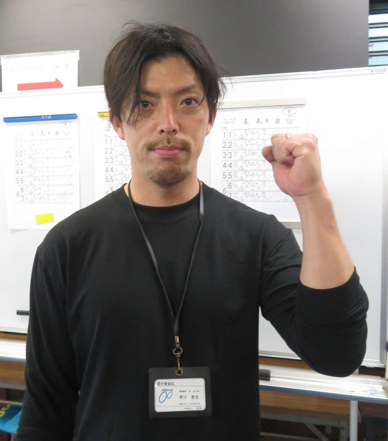 不惑を迎えた岸川哲也が初戦勝ちを狙う（撮影・栗田文人）