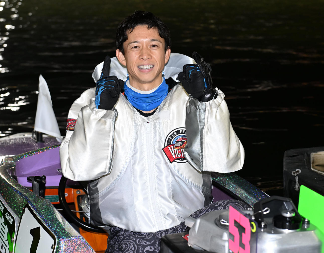 住之江11R　グランプリシリーズ戦を制しSG10勝目を達成した毒島誠（撮影・和賀正仁）