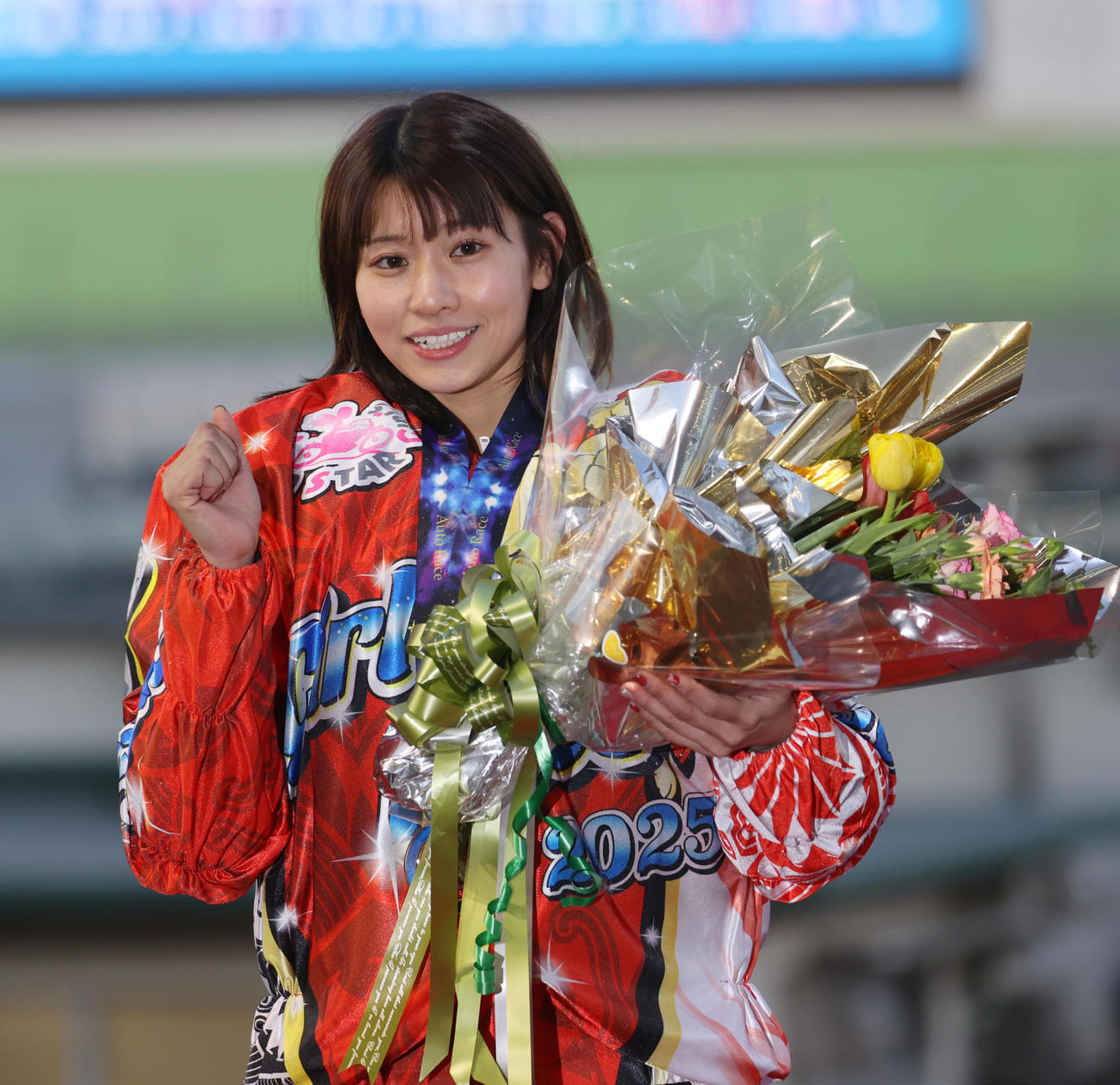 SSガールズ王座決定戦で優勝した三宅真央（撮影・柴田隆二）