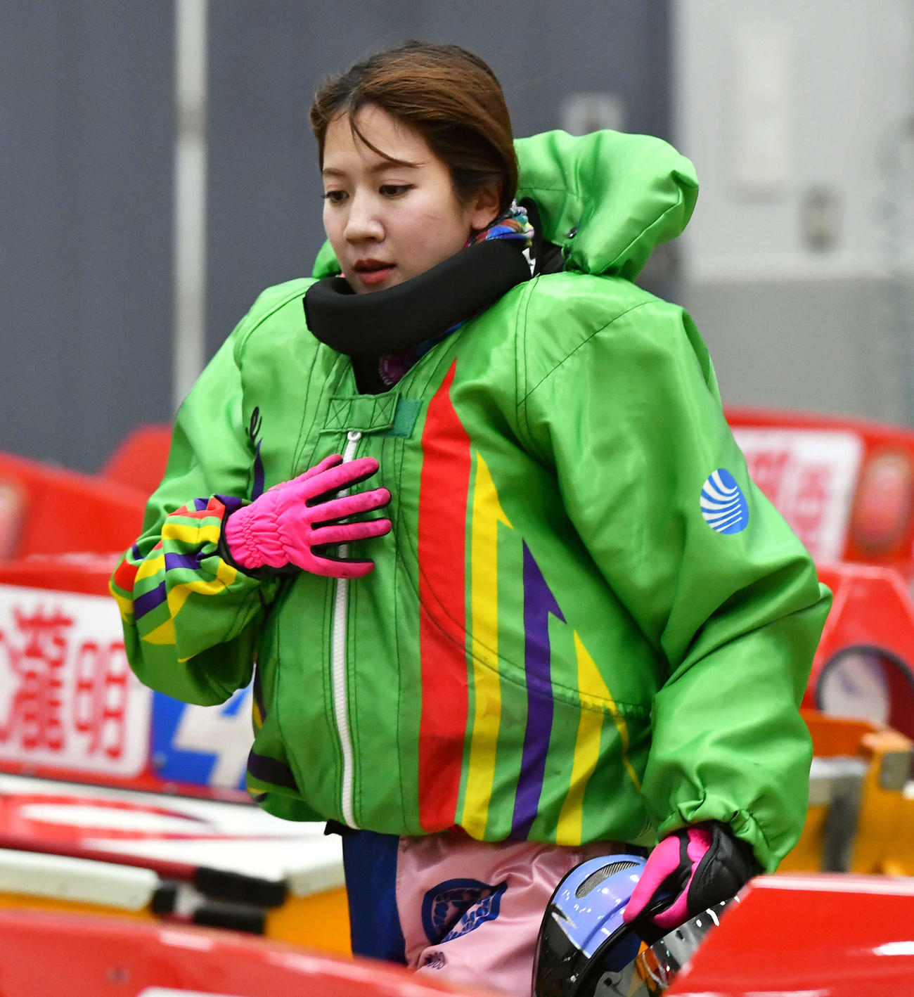 12Rトライアル初戦を終えて引き揚げる実森美祐