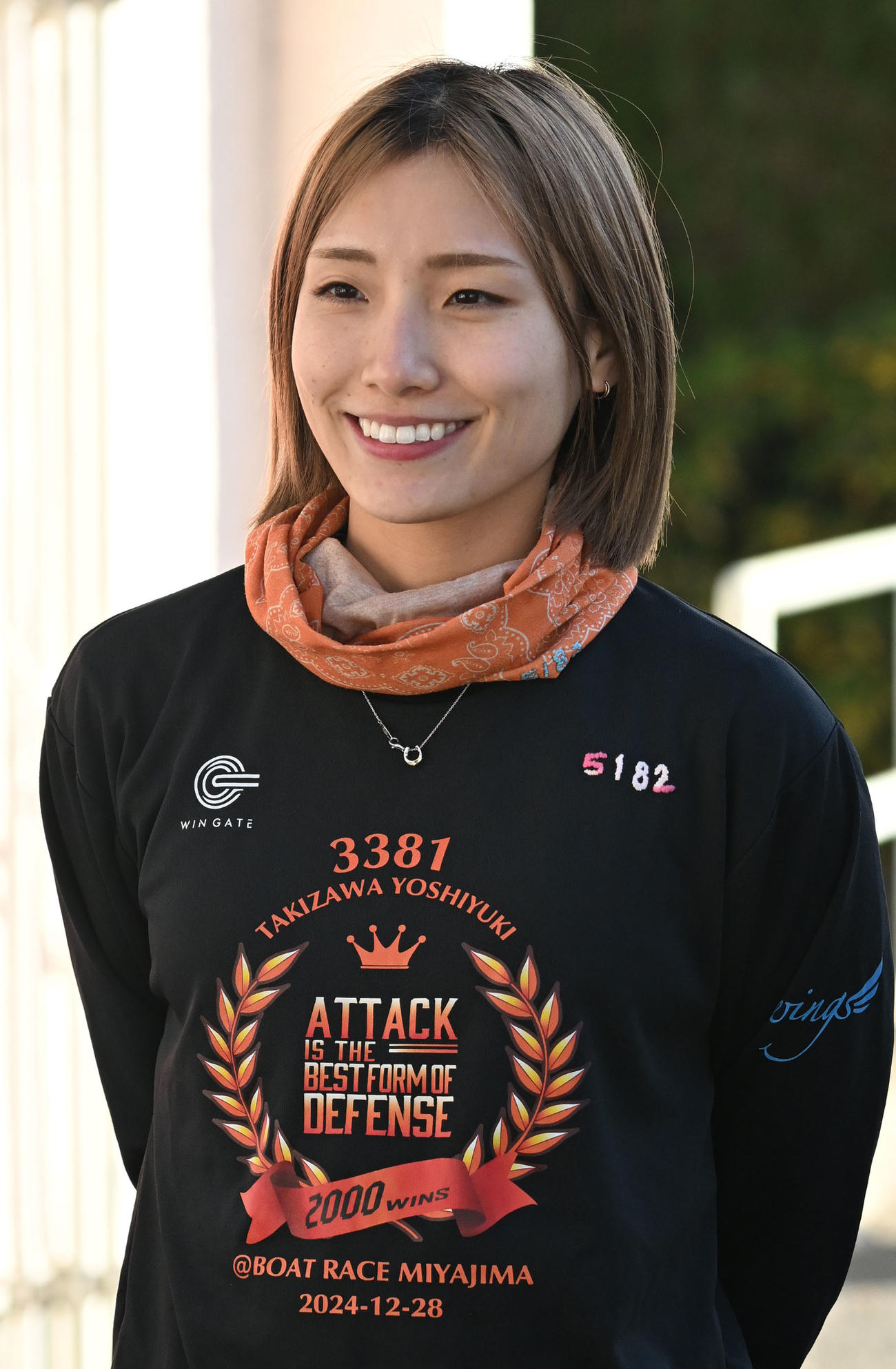 ヴィーナスシリーズ第19戦是政プリンセスカップ前検日、取材に応じる宮崎（撮影・千葉一成）