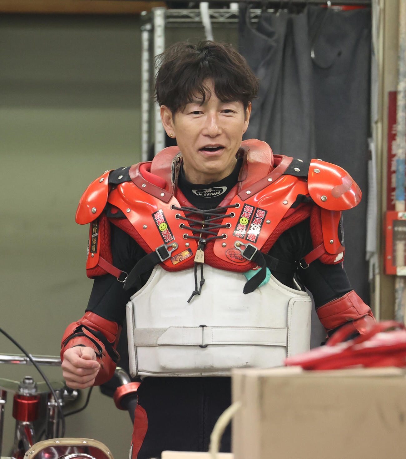 全日本選抜の前検で練習走行に向かう篠原睦（撮影・柴田隆二）