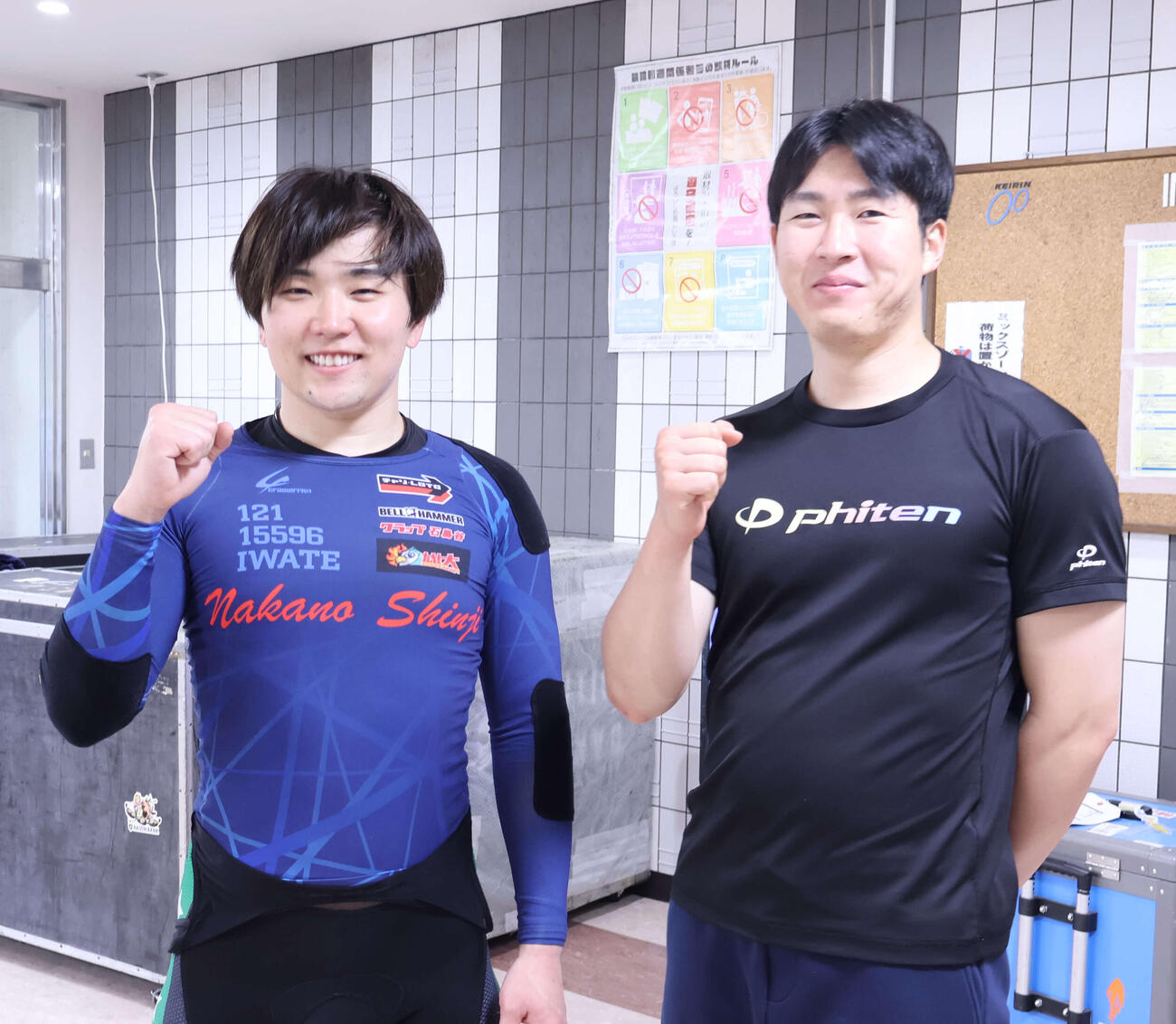 塩崎隼秀（左）は決勝で同い年の諸隈健太郎の番手を回る（撮影・山田敏明）