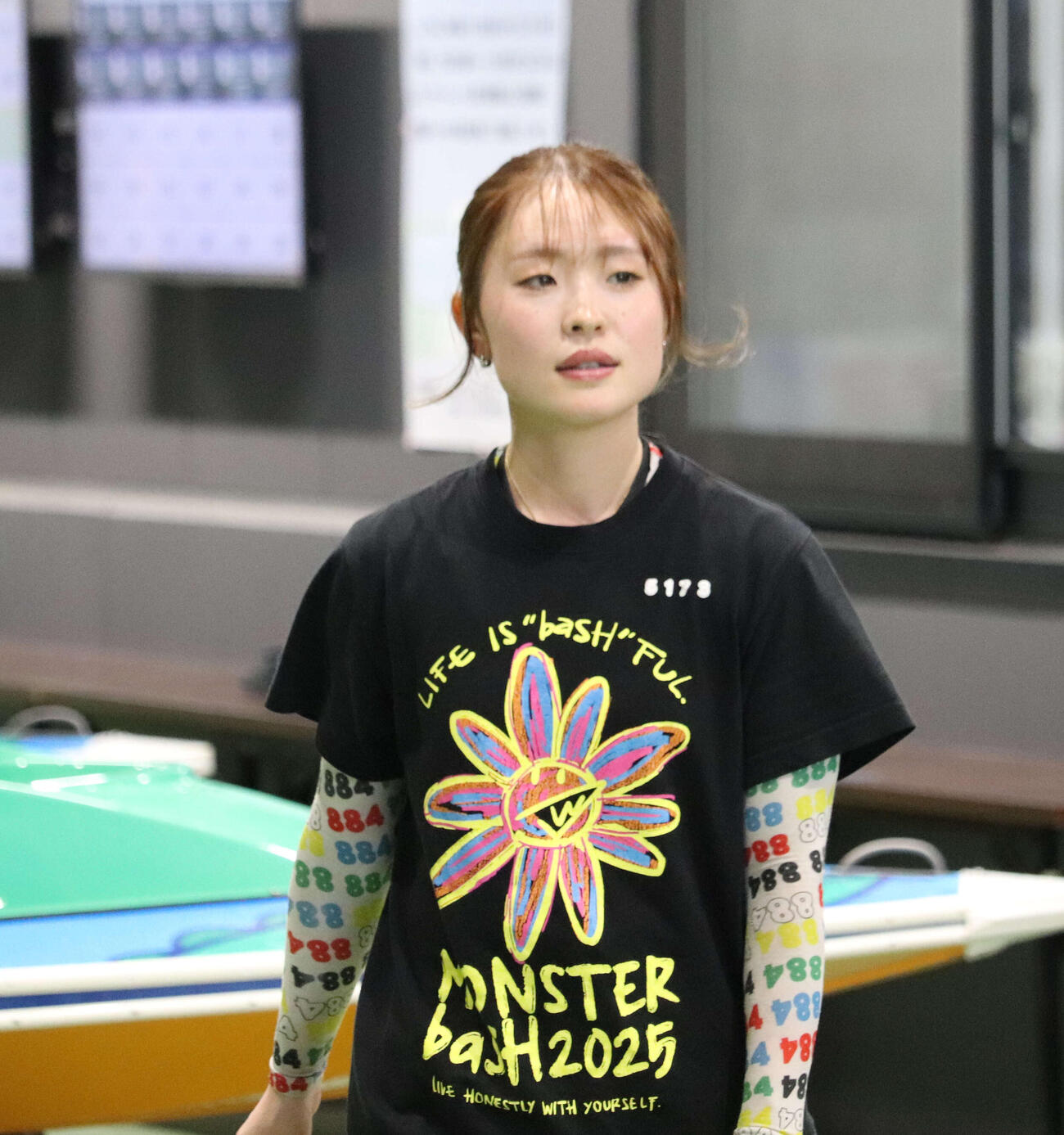 初日4Rの勝利者インタビューを終えた直後の谷口佳蓮