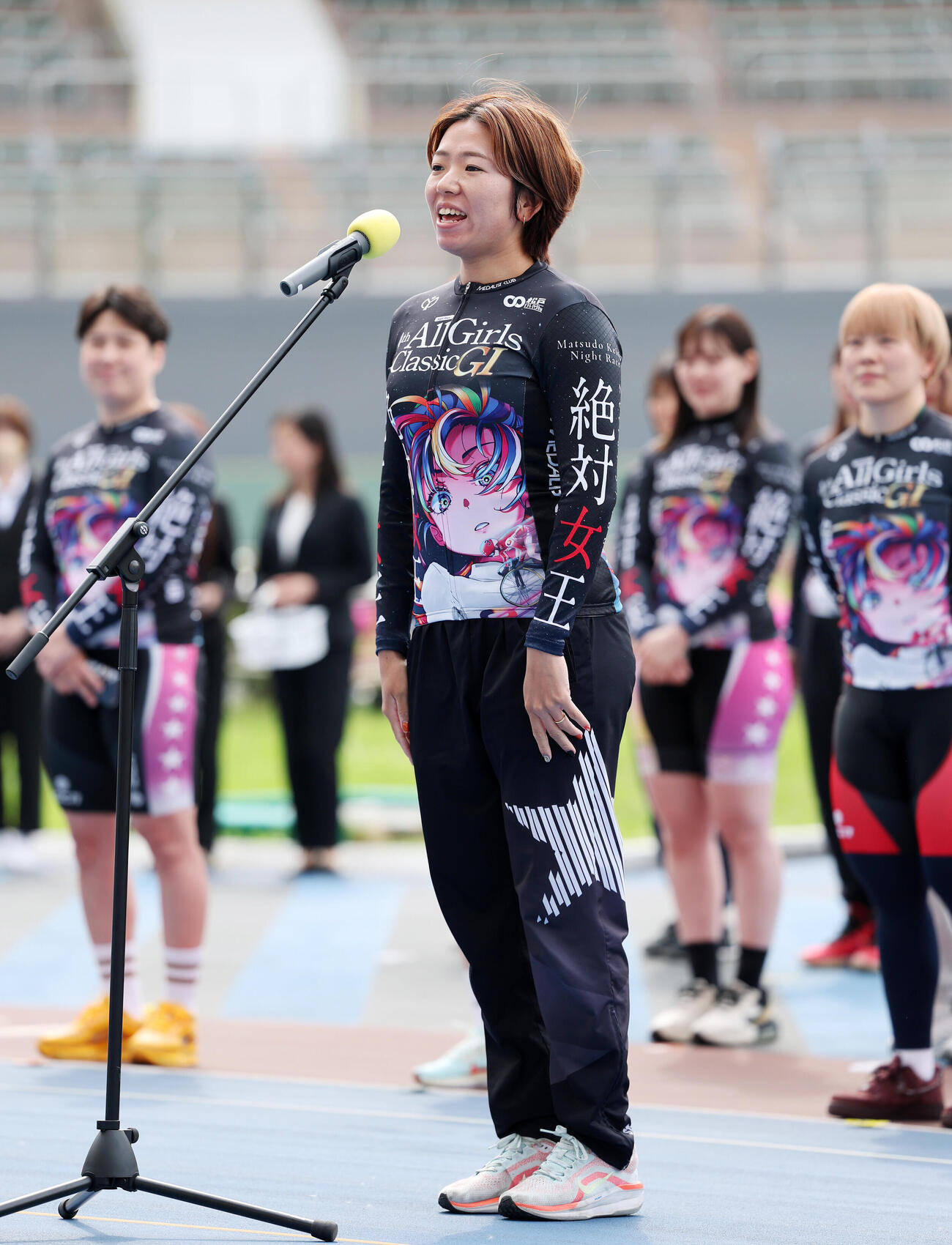 敢闘宣言に臨む五味田奈穂（撮影・鈴木正人）
