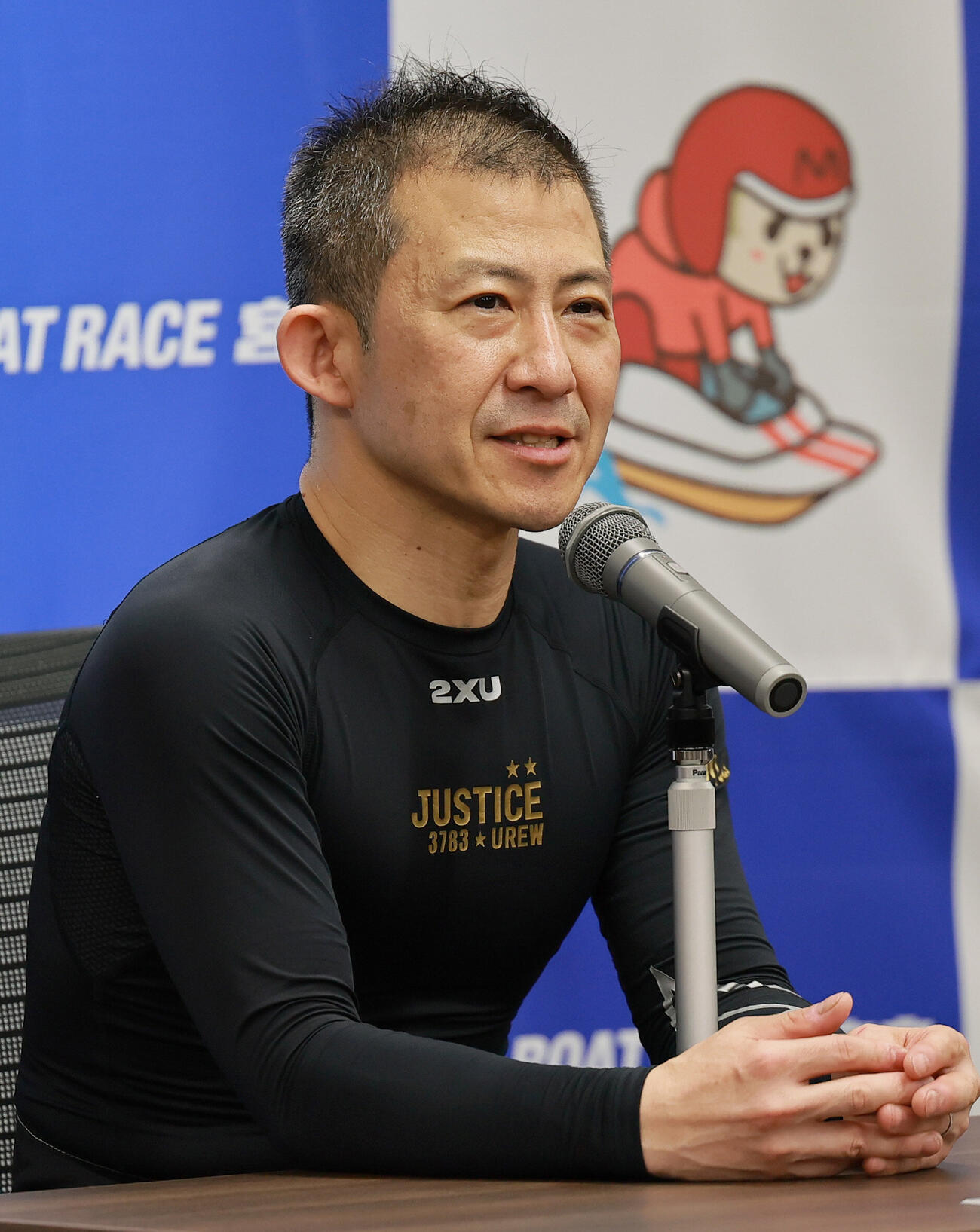 第27回マスターズチャンピオン5日目　準優勝戦11R、1着の瓜生正義（撮影・上山淳一）