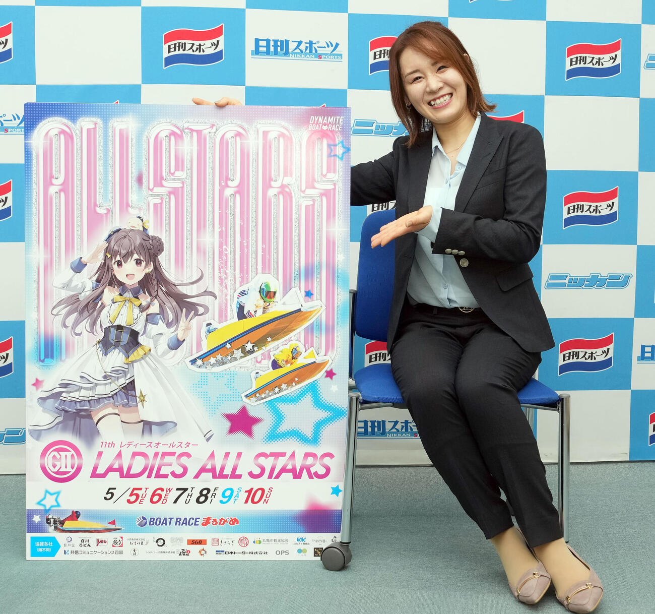 「第11回レディースオールスター」のPRをする前田紗希選手（撮影・たえ見朱実）
