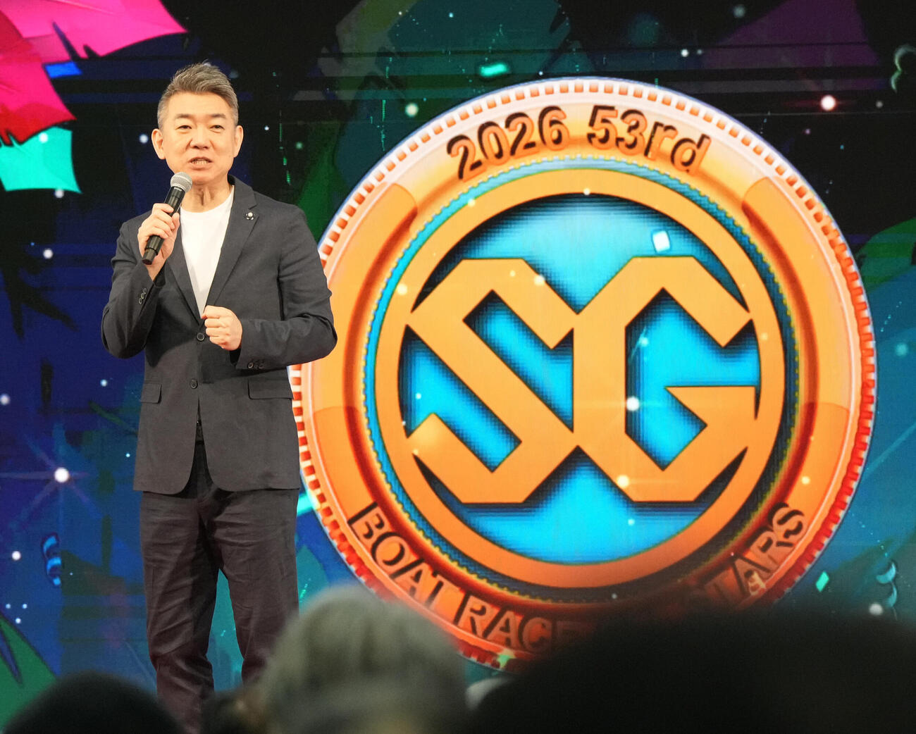 SGボートレースオールスター「6日目・最終日」　　トークショーに出演する橋下徹（撮影・森本幸一）