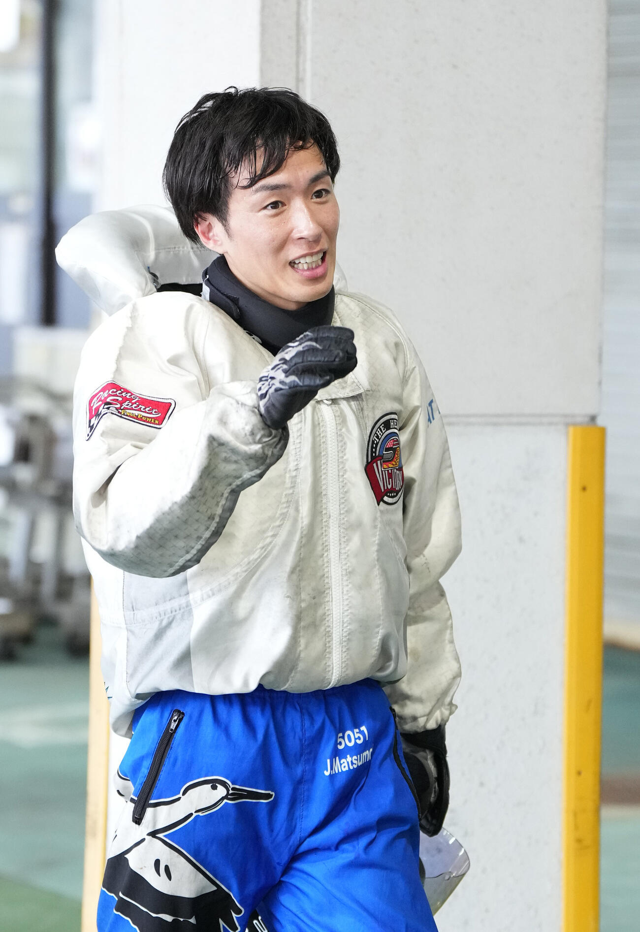 10R準優勝戦1着となり明日の優勝戦へ進む松本純平（撮影・森本幸一）