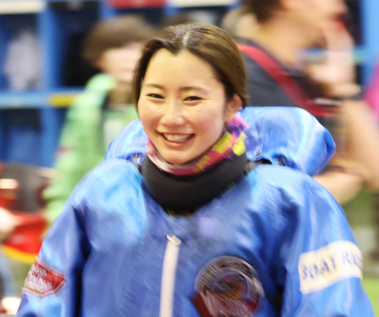 準優10Rで4コースからまくり差しを決めた武井莉里佳は笑顔で引き揚げてきた