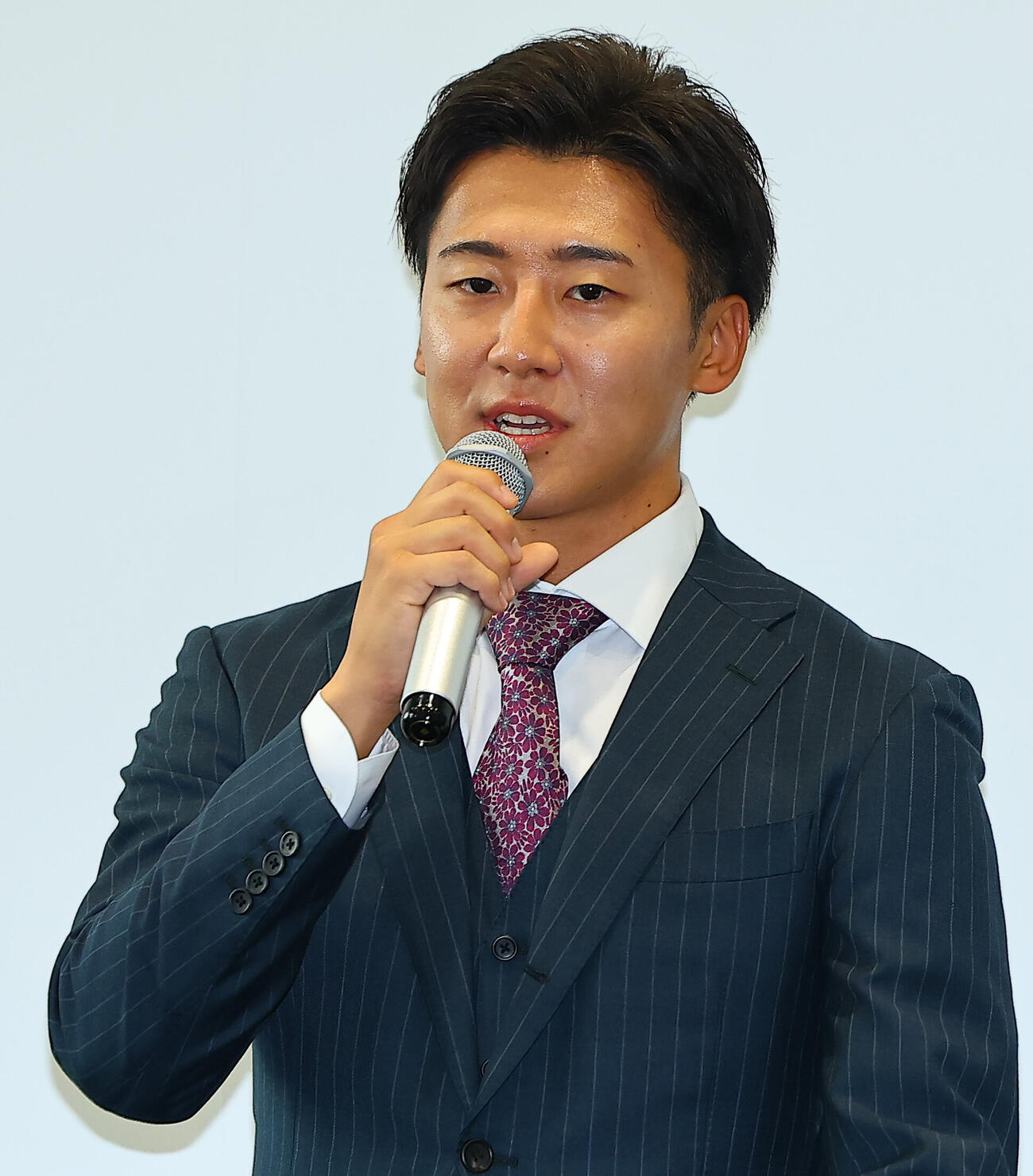 オールスター競輪のファン投票で1位となり会見する真杉匠（撮影・野上伸悟）