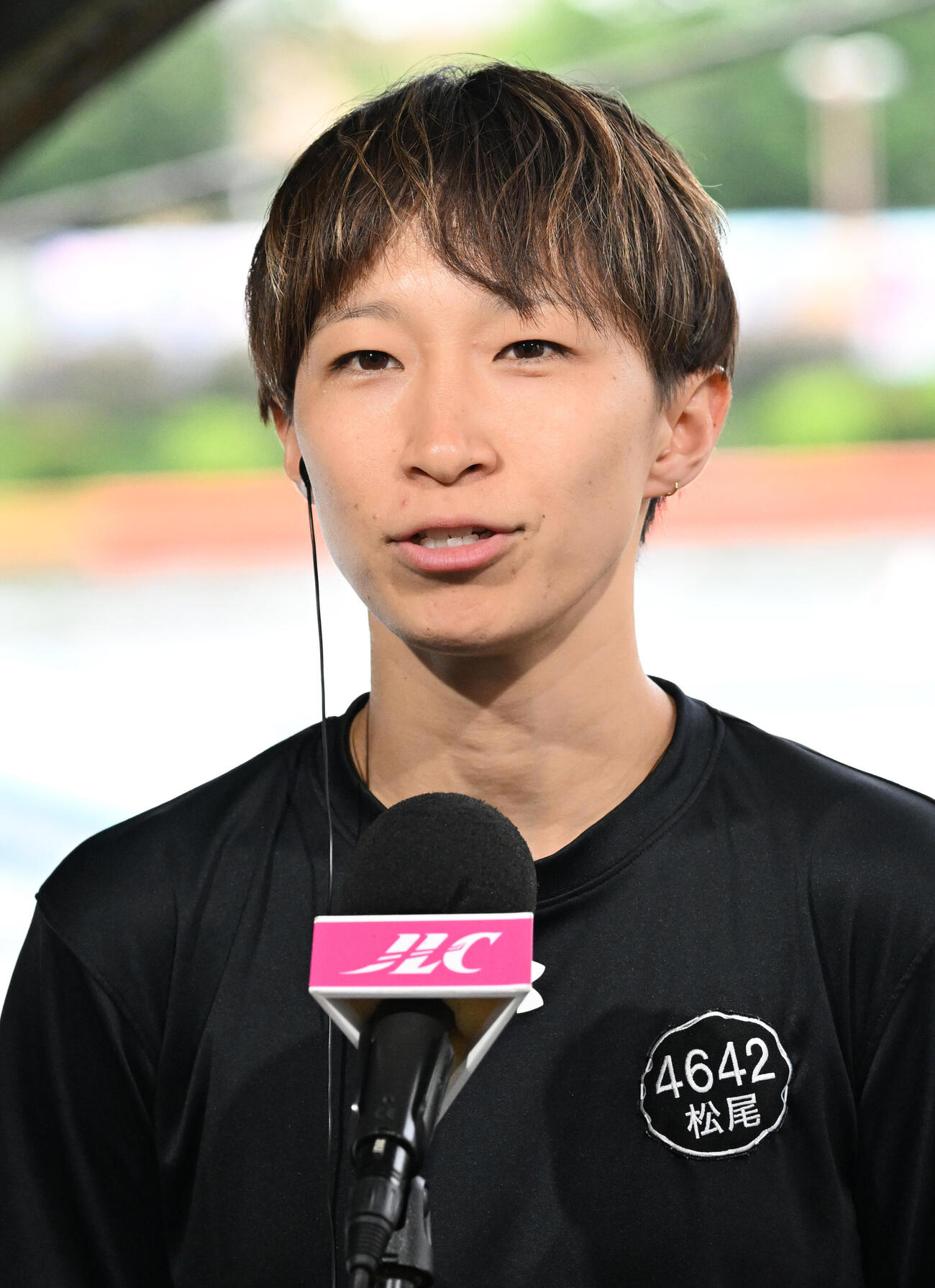優勝戦の3号艇に決まりインタビューに応じる松尾夏海（撮影・千葉一成）