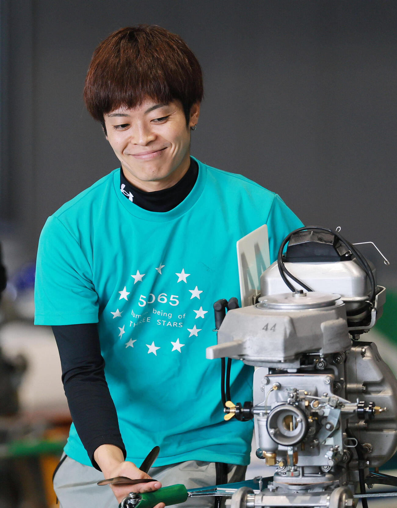 伊久間陽優がエース44号機をゲットした（撮影・上山淳一）