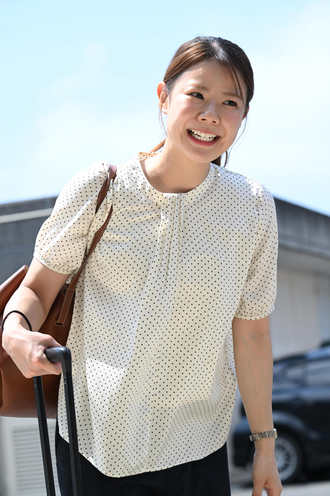徳山ボートに到着した米丸乃絵（撮影・和賀正仁）