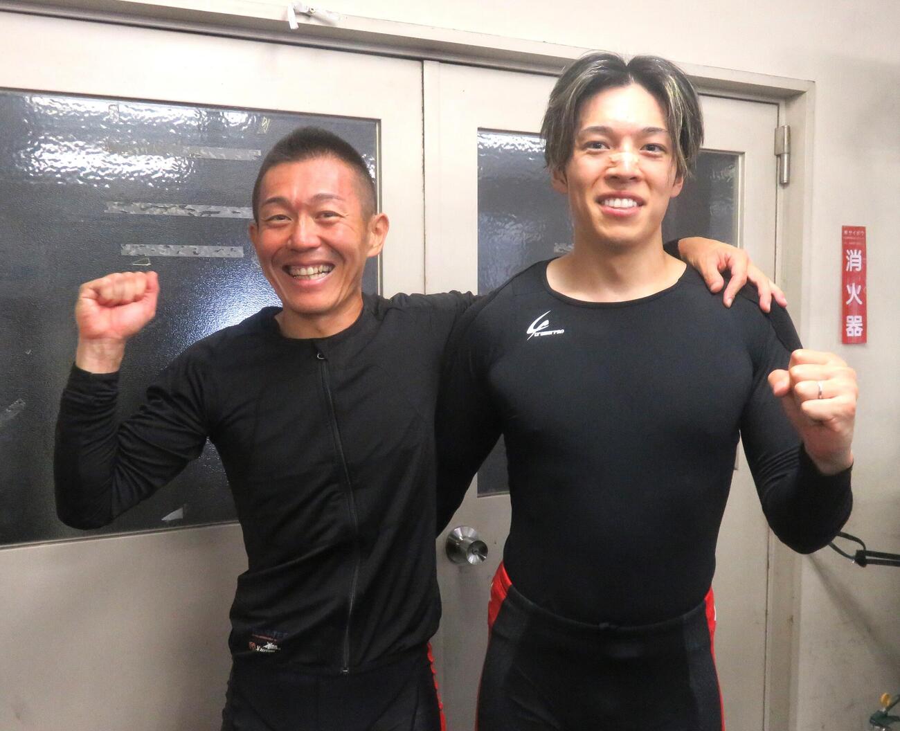 予選8Rで師弟ワンツーを決めた加藤将武（右）と岸沢賢太