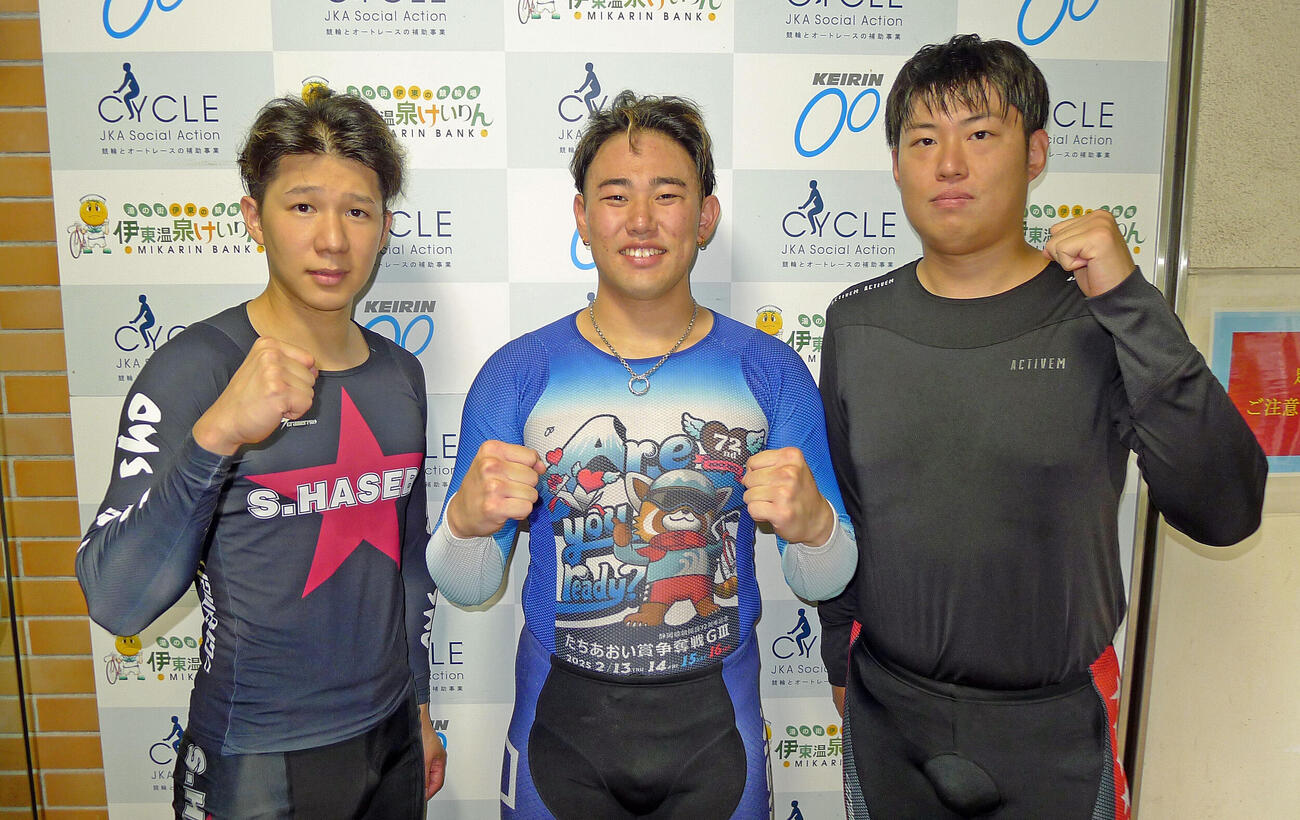 地元戦に燃える左から、長谷部翔、日高裕太、格清洋介
