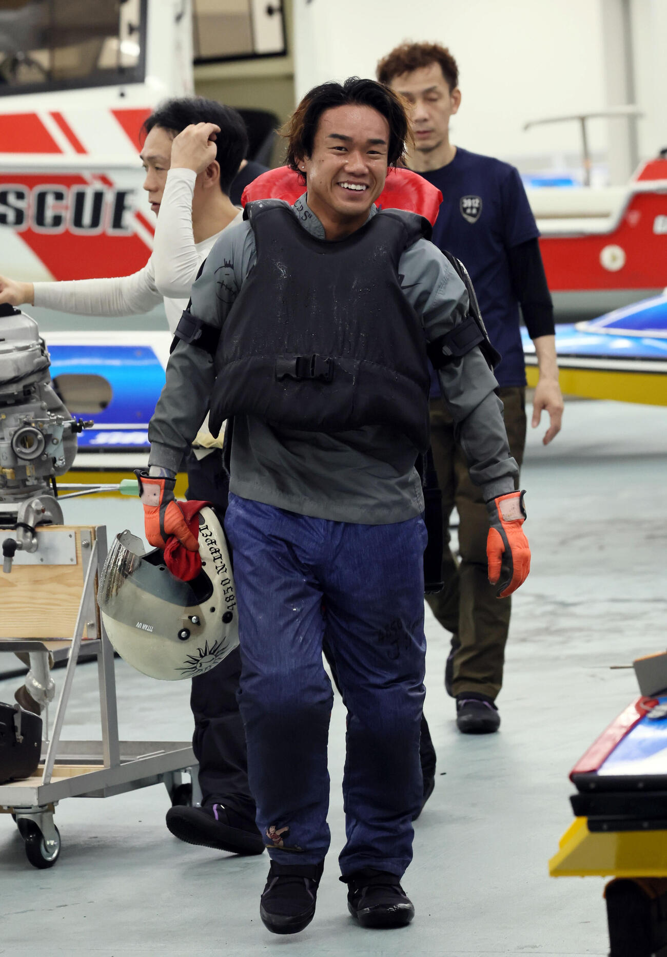 スタート練習を終えた4850野中一平（撮影・宮崎幸一）