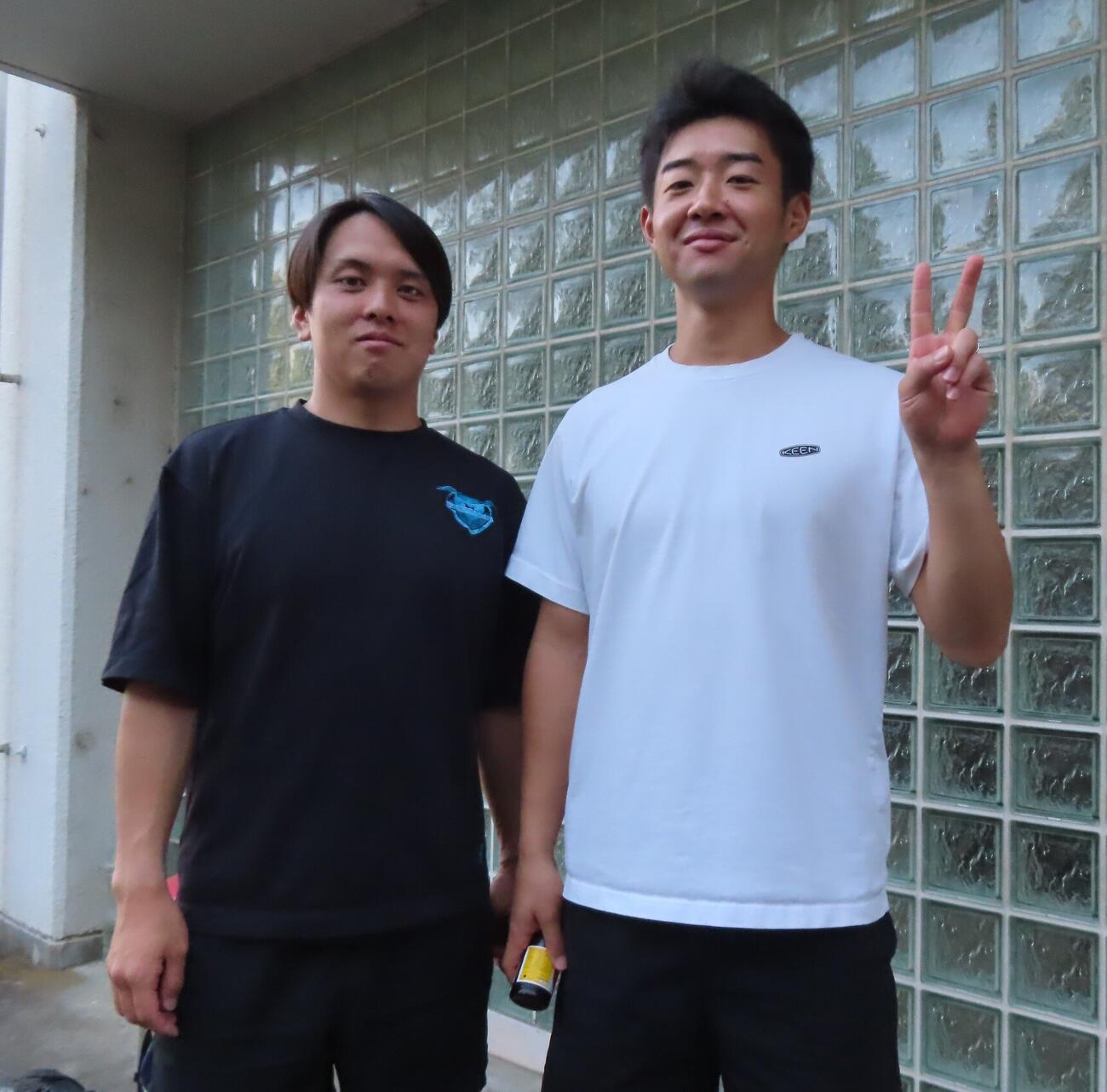 橋本瑠偉（左）が初連係の福田稔希と好連係へ意気込む

