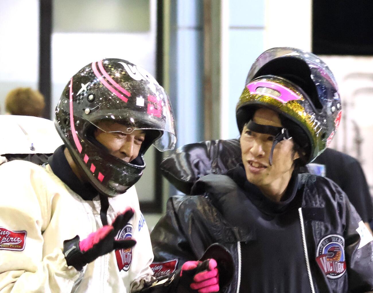 準優9Rで競り勝った郷原章平（右）が金田諭とレースを振り返る