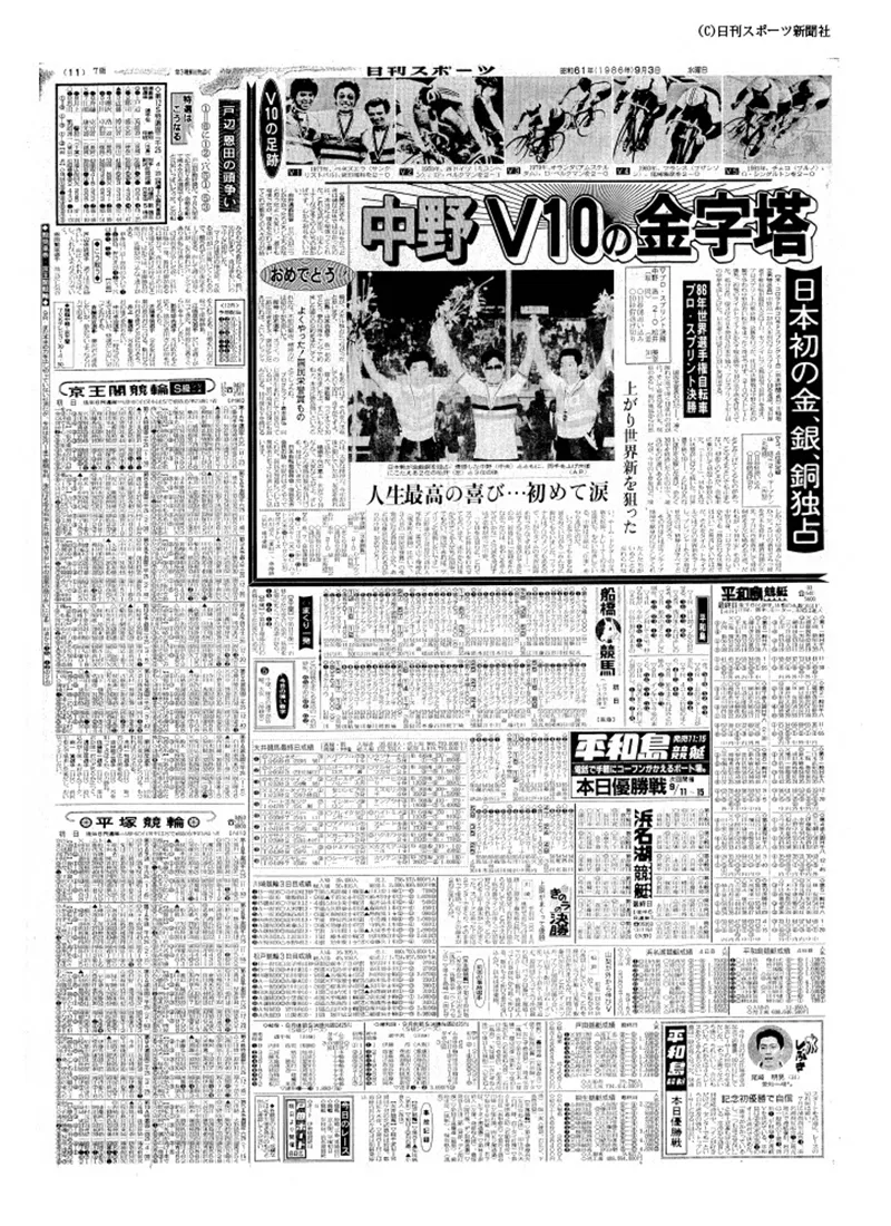 中野浩一が世界プロスプリントで10連覇達成