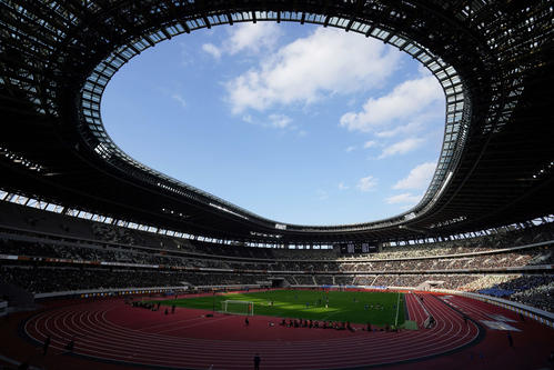 第100回全国高校サッカー選手権決勝が行われた国立競技場（2022年1月10日撮影）