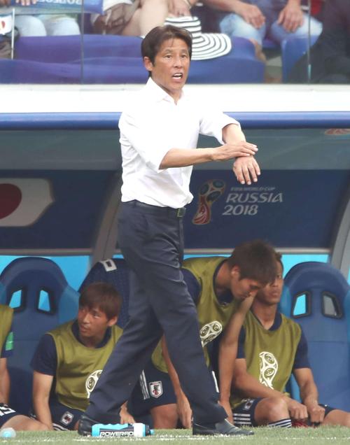 日本対ポーランド　指示を出す西野監督（撮影・ＰＮＰ）