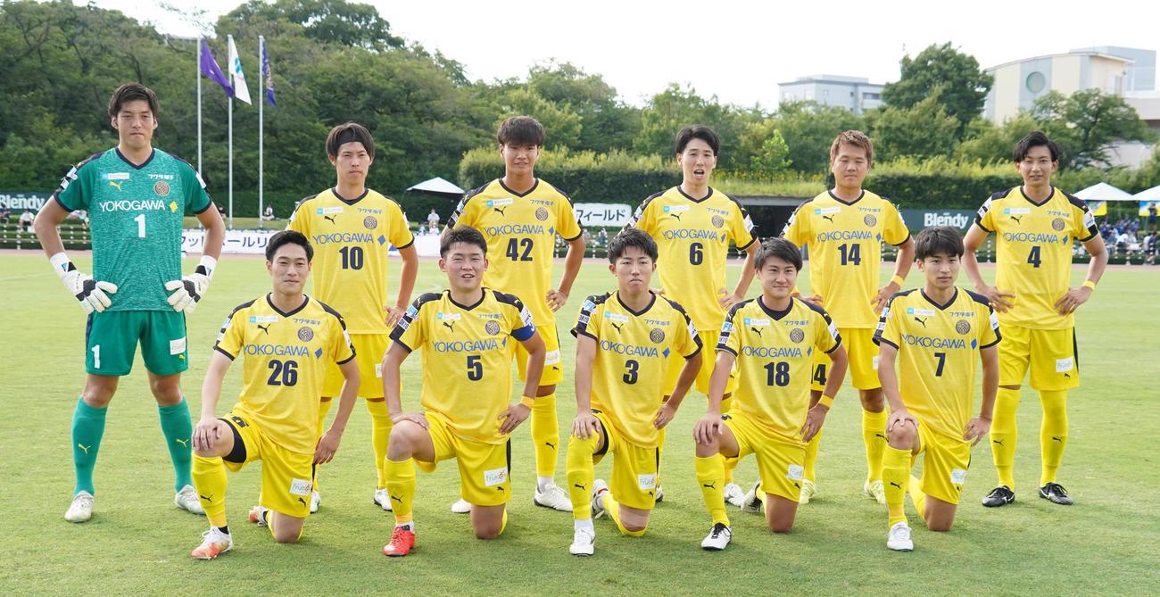 JFL第18節クリアソン新宿対東京武蔵野ユナイテッドFC　試合前の東京武蔵野ユナイテッドFC（撮影・佐藤成）
