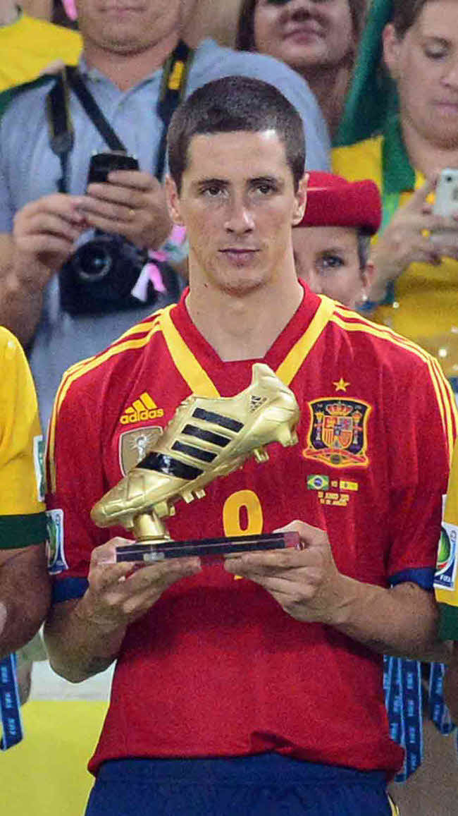 コンフェデ杯で得点王に輝いたスペイン代表FWフェルナンド・トーレス（2013年6月30日）