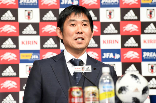 メンバー選考の過程を説明する日本代表の森保監督（撮影・横山健太）
