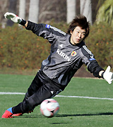 日本代表候補合宿に参加中のＧＫ西川（撮影・宇治久裕）