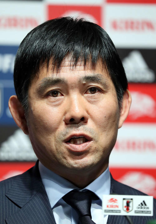 キリンチャレンジ杯の会見に臨んだ森保監督（撮影・河野匠）