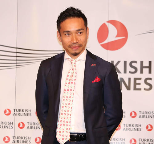 ターキッシュエアラインズ新CM発表会に出席した日本代表DF長友佑都（撮影・杉山理紗）