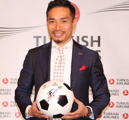 ターキッシュエアラインズ新CM発表会に出席した日本代表DF長友佑都（撮影・杉山理紗）