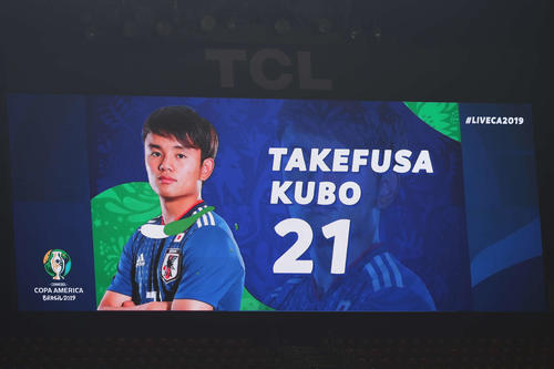 日本対チリ　久保が日本のスターティングメンバーに名を連ねた（撮影・河野匠）