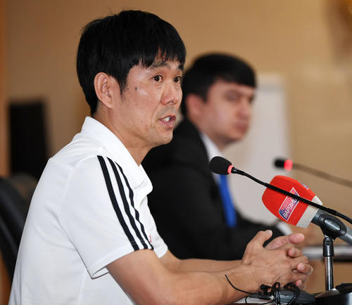 タジキスタン戦に向けて意気込みを語る森保監督（撮影・横山健太）