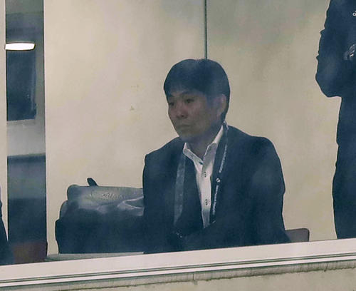 松本－鹿島を視察する日本代表の森保監督（撮影・河田真司）