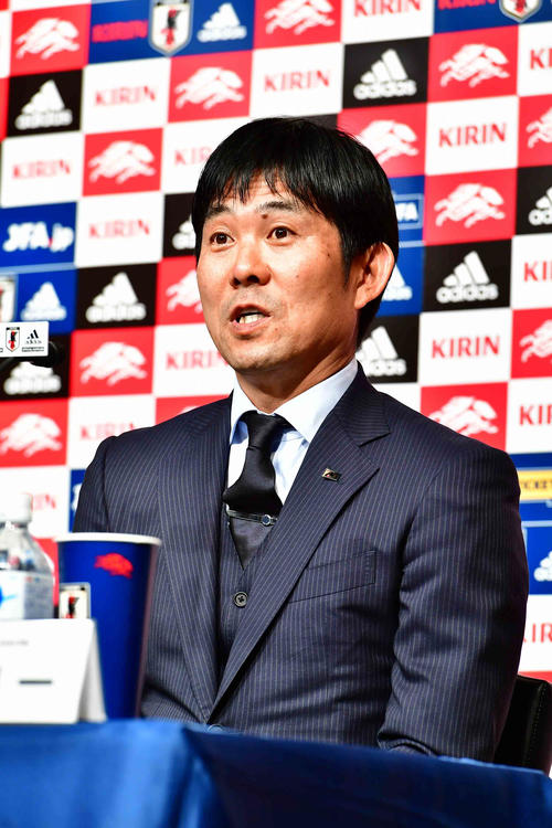 22年W杯カタール大会アジア2次予選キルギス戦、キリンチャレンジ杯ベネズエラ戦の日本代表メンバー発表会見に臨む森保監督（撮影・小沢裕）