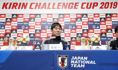 ベネズエラ戦の前日会見に臨む森保監督（撮影・前田充）