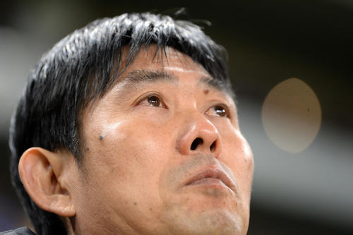 日本対ベネズエラ 試合直前に君が代斉唱で目を潤ませる森保監督(撮影・横山健太)