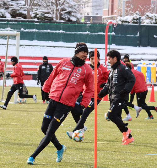 東アジアE－1選手権日本代表に選出された札幌FW鈴木（撮影・保坂果那）