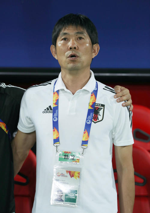 U－23日本対U－23シリア　試合前の森保一監督（撮影・前田充）