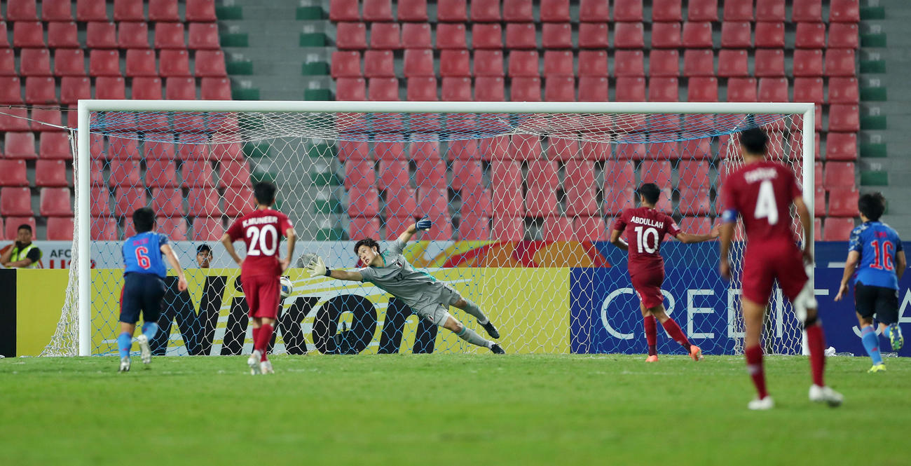 U－23日本対U－23カタール　後半、同点ゴールを許す日本（撮影・前田充）
