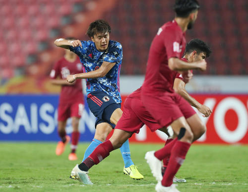 U－23日本対U－23カタール　後半、先制ゴールを決めた小川航基（撮影・前田充）