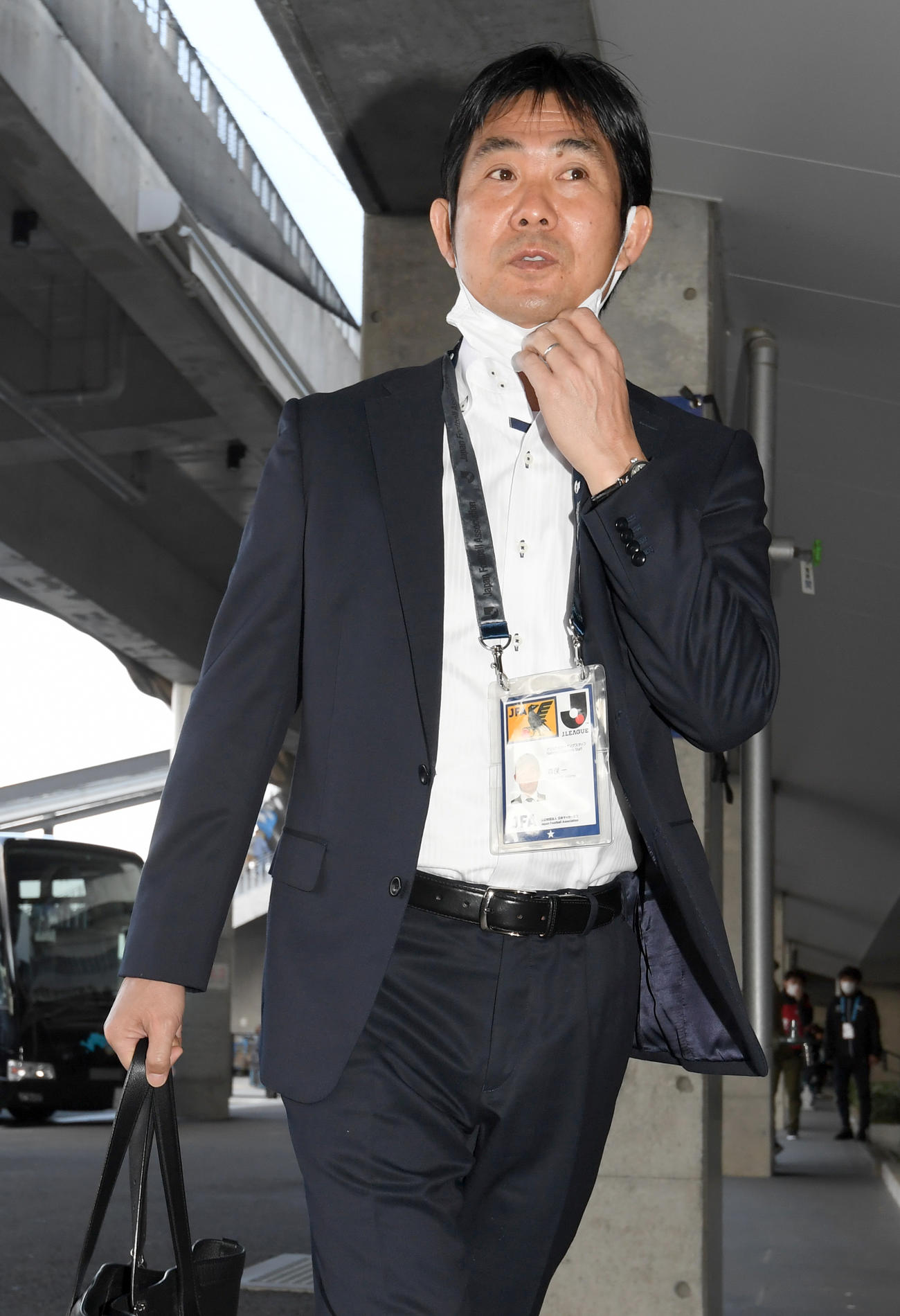 川崎F対鳥栖　スタジアムに視察に訪れた森保日本代表監督（撮影・たえ見朱実）