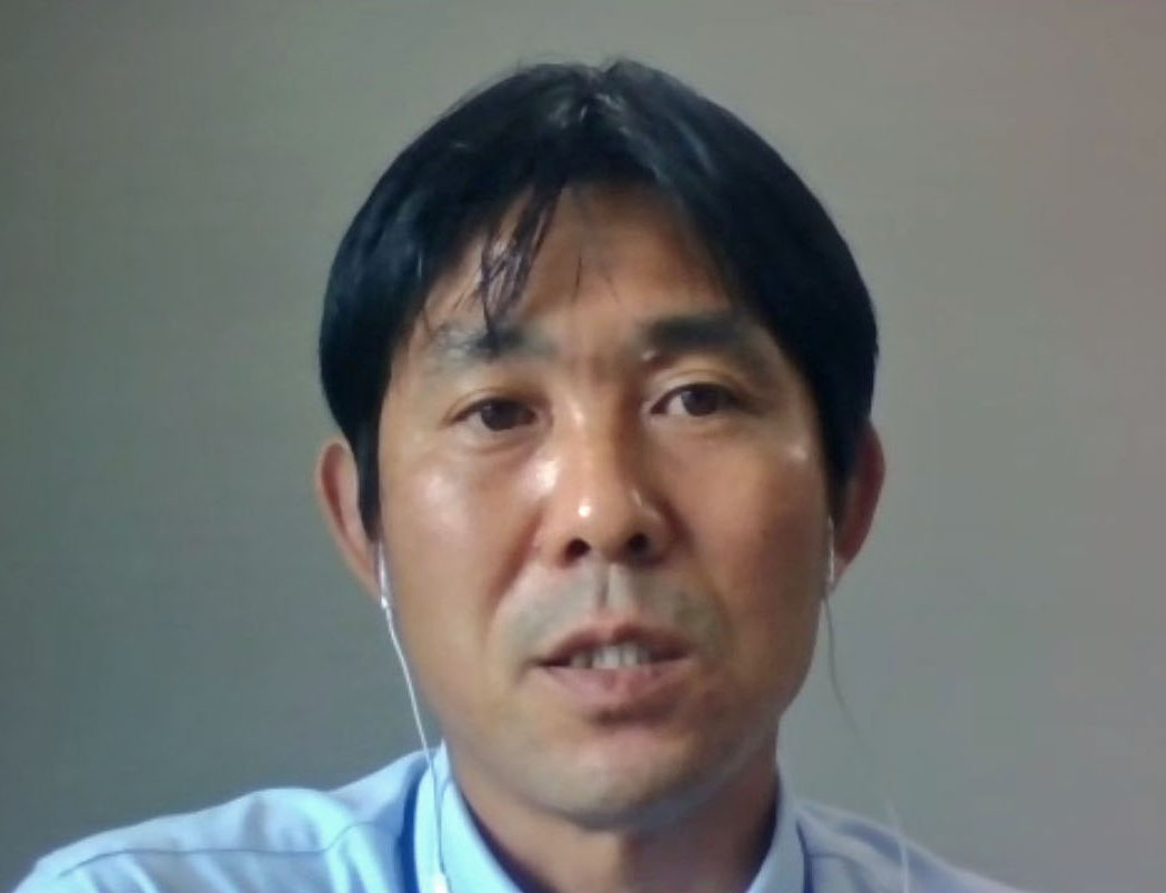 オンラインで取材に応じるサッカー日本代表の森保監督（共同）